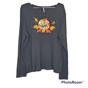 Vintage White Stag Woman’s Fall Long Sleeve Black Shirt Size Large